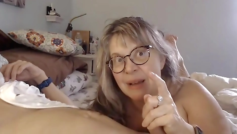 Mature wife sucks and rides hubbys cock with tits out