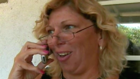 Aged golden-haired with glasses receives screwed